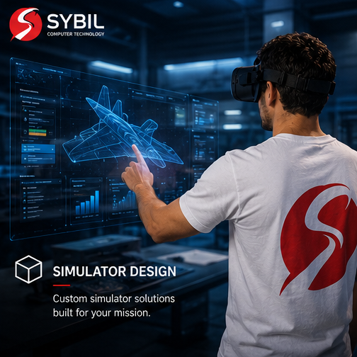 Engineer designing a custom aircraft simulator in virtual reality